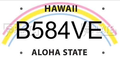 B584VE Hawaii License Plate