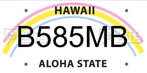 B585MB Hawaii License Plate