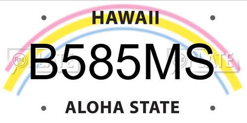 B585MS Hawaii License Plate