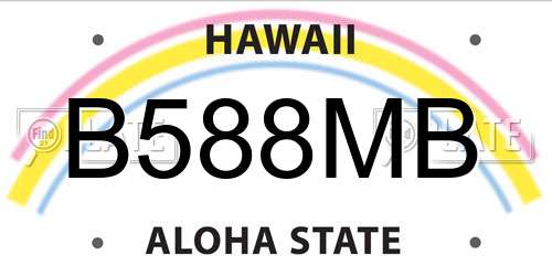 B588MB Hawaii License Plate