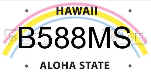 B588MS Hawaii License Plate