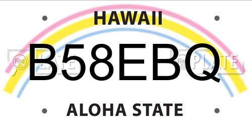 B58EBQ Hawaii License Plate