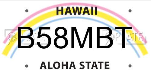 B58MBT Hawaii License Plate