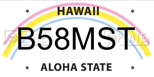 B58MST Hawaii License Plate