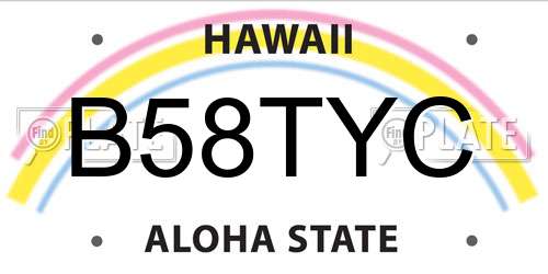 B58TYC Hawaii License Plate