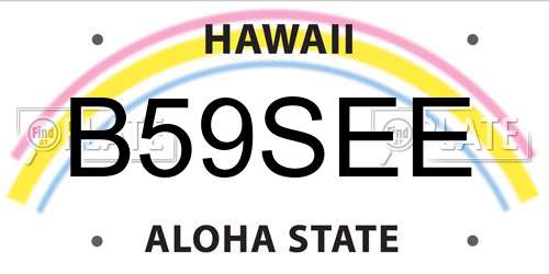 B59SEE Hawaii License Plate