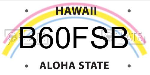B60FSB Hawaii License Plate