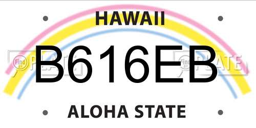 B616EB Hawaii License Plate