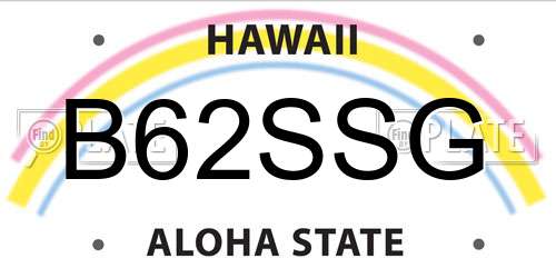 B62SSG Hawaii License Plate