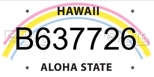 B637726 Hawaii License Plate