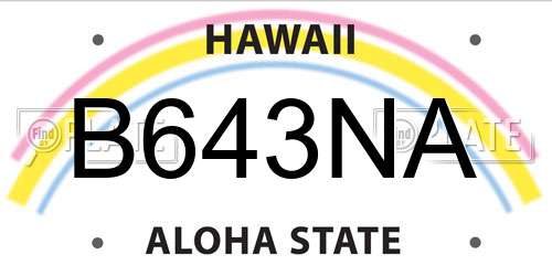 B643NA Hawaii License Plate