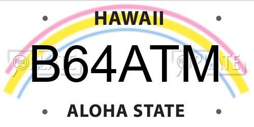 B64ATM Hawaii License Plate