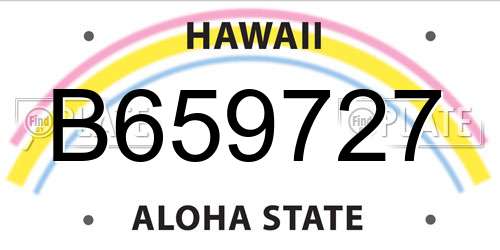 B659727 Hawaii License Plate