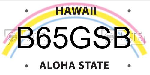 B65GSB Hawaii License Plate
