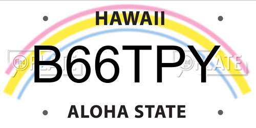 B66TPY Hawaii License Plate