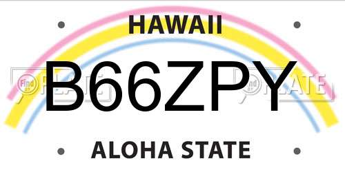 B66ZPY Hawaii License Plate