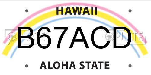 B67ACD Hawaii License Plate