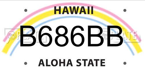 B686BB Hawaii License Plate