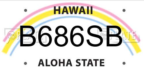 B686SB Hawaii License Plate