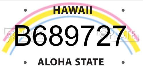 B689727 Hawaii License Plate
