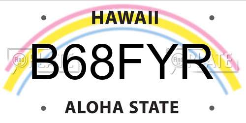 B68FYR Hawaii License Plate