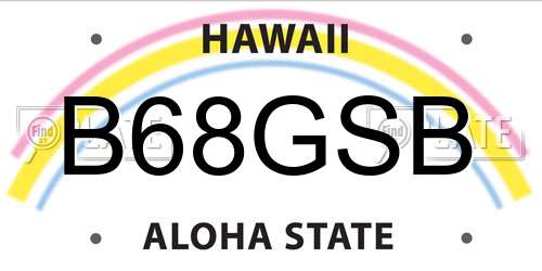B68GSB Hawaii License Plate