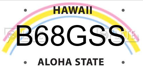 B68GSS Hawaii License Plate
