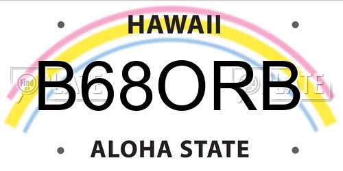 B68ORB Hawaii License Plate