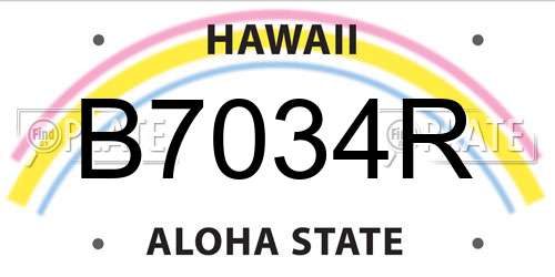 B7034R Hawaii License Plate