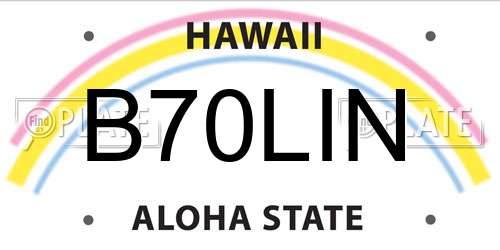 B70LIN Hawaii License Plate