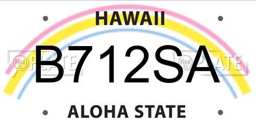 B712SA Hawaii License Plate