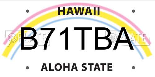 B71TBA Hawaii License Plate