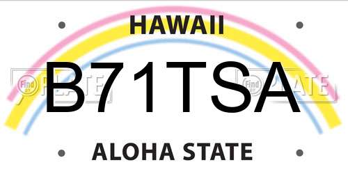 B71TSA Hawaii License Plate
