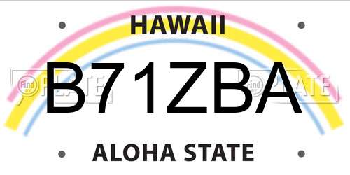 B71ZBA Hawaii License Plate
