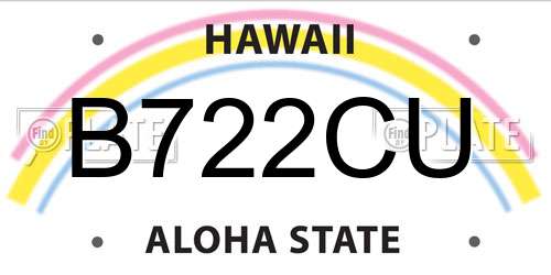 B722CU Hawaii License Plate