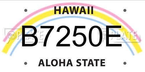B7250E Hawaii License Plate