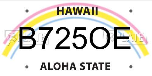B725OE Hawaii License Plate