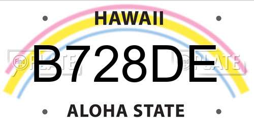 B728DE Hawaii License Plate