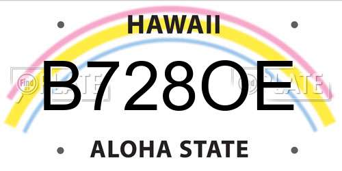 B728OE Hawaii License Plate