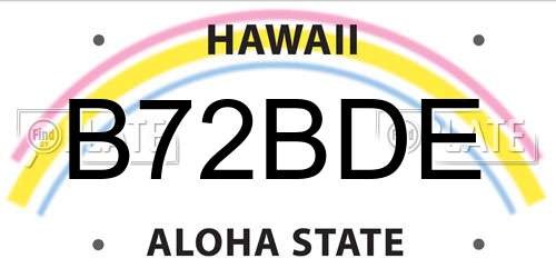 B72BDE Hawaii License Plate