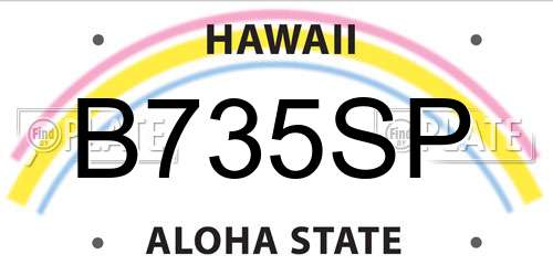 B735SP Hawaii License Plate