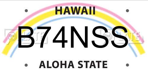 B74NSS Hawaii License Plate