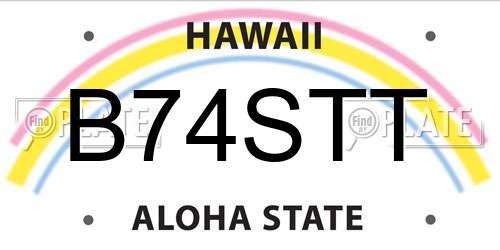 B74STT Hawaii License Plate