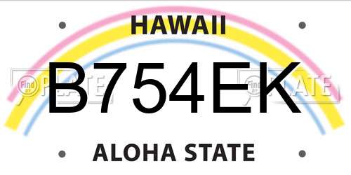 B754EK Hawaii License Plate