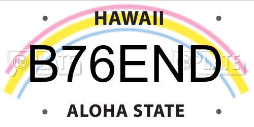 B76END Hawaii License Plate