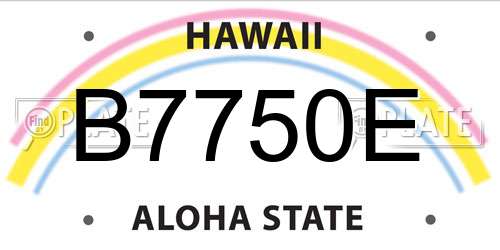 B7750E Hawaii License Plate