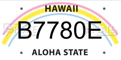 B7780E Hawaii License Plate