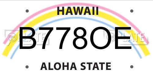 B778OE Hawaii License Plate