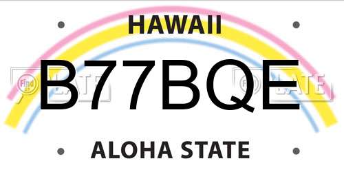 B77BQE Hawaii License Plate
