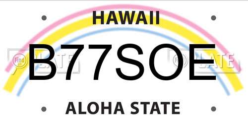 B77SOE Hawaii License Plate
